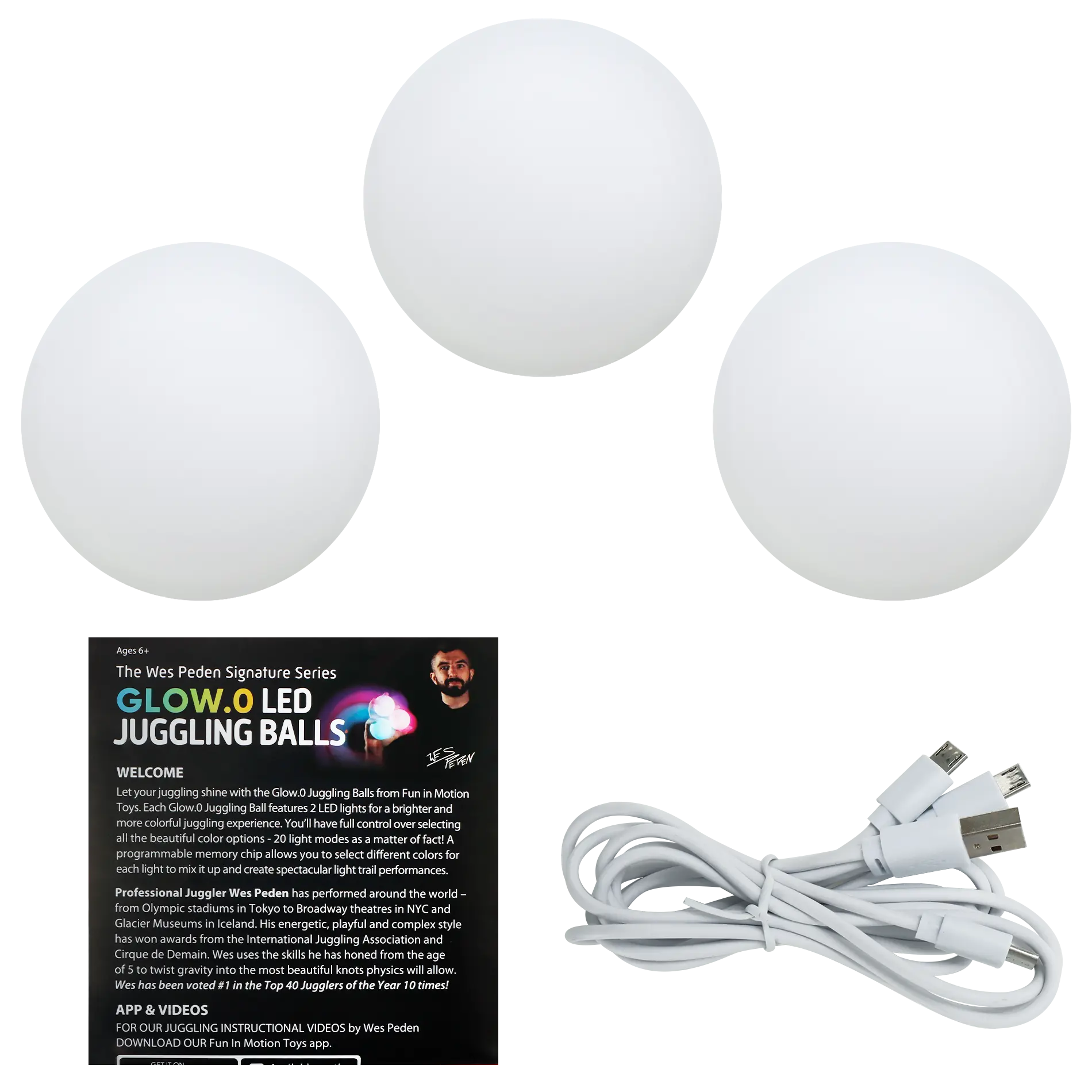 Wes Peden Glow.0 Juggling Balls - Light Flow